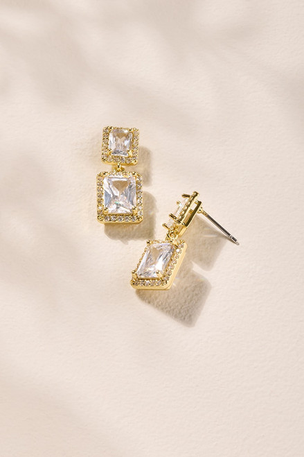 Jackie CZ Halo Drop Earrings