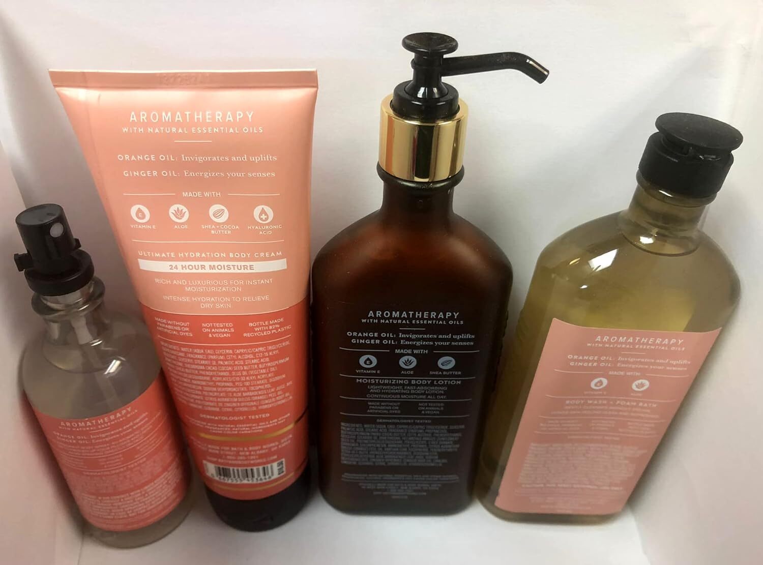 Bath & Body Works Aromatherapy ORANGE GINGER Deluxe Gift Set - Body Cream - Body Lotion - Body Wash and Essential Oil Mist - Full Size