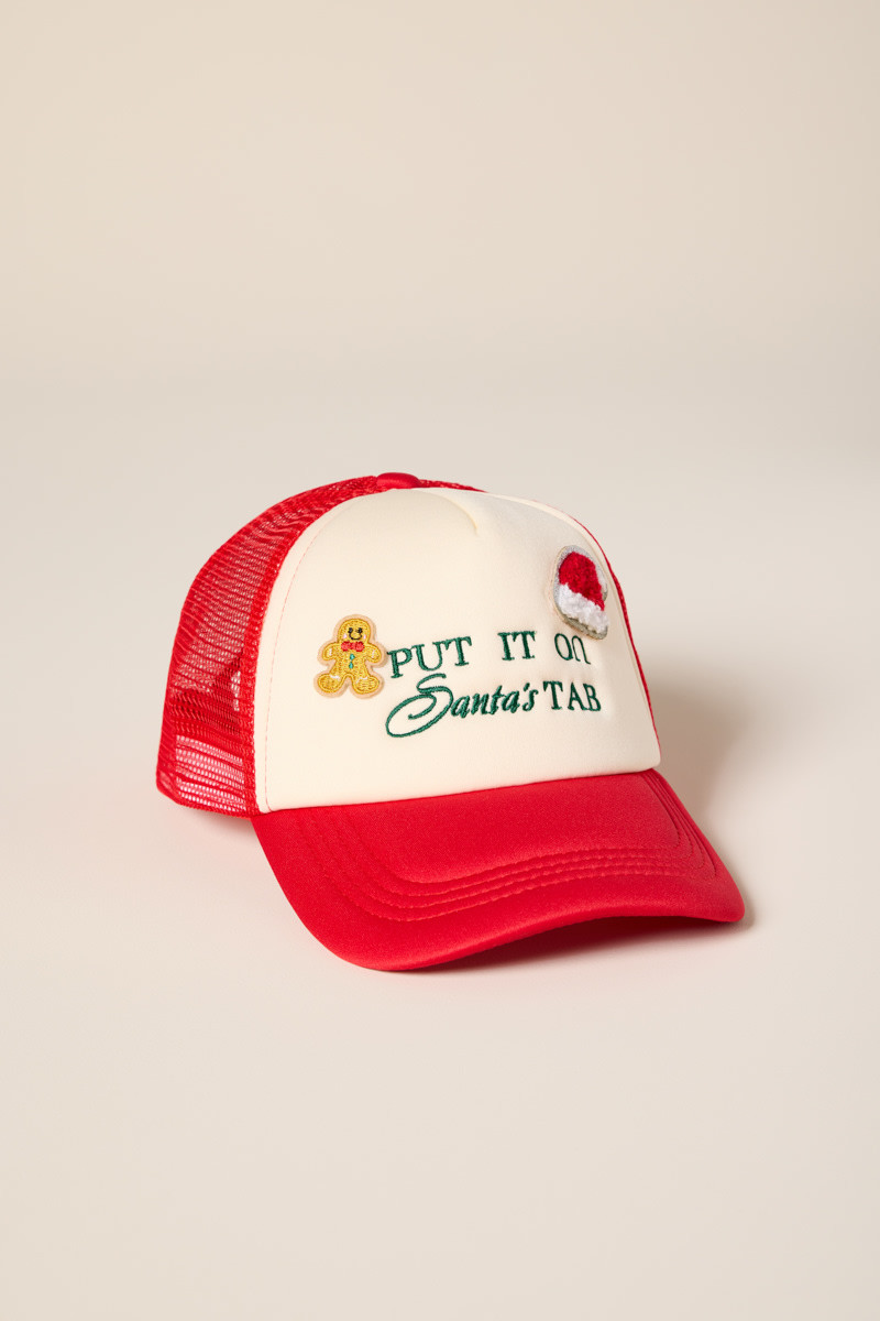 Santa��s Tab Embroidered Trucker Hat