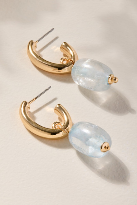 Luna Stone Drop Hoop Earrings