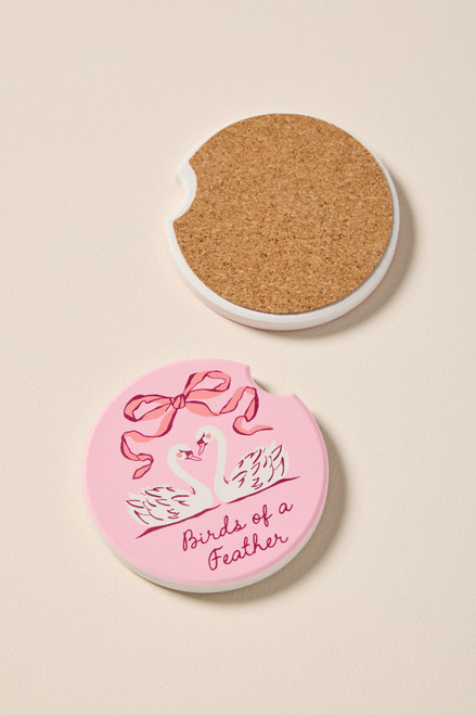 Birds Of A Feather Swan Car Coaster