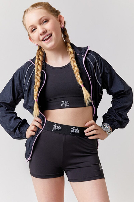 Hello Franki Sport Elastic Waistband Black Shorts for girls
