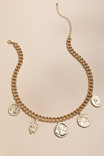 Alice Coin Charm Gold Chain Necklace
