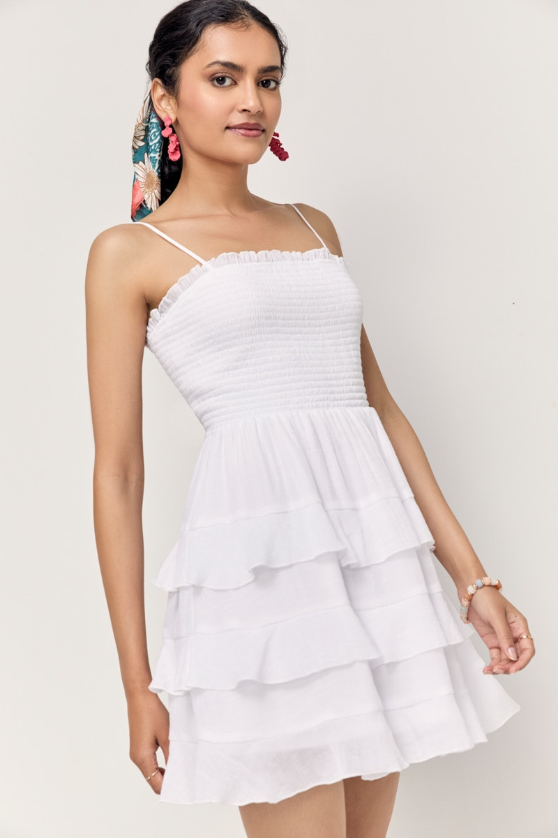 Bridget Smocked Ruffle Tiered Mini Dress