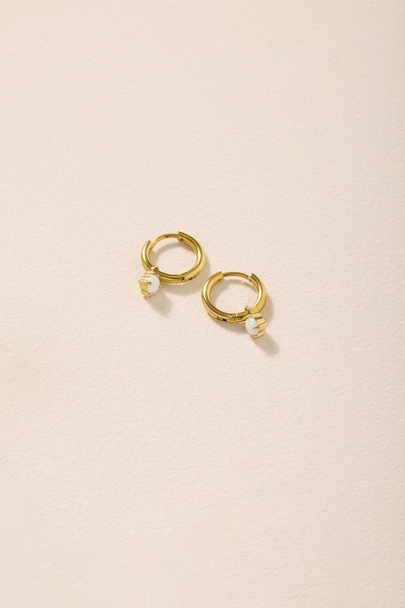 Judith Stainless Steel Opal Hoop Earrings