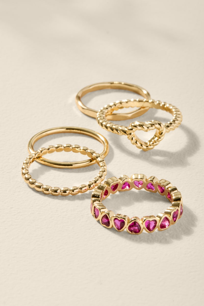 Violet Eternity Heart Ring Set