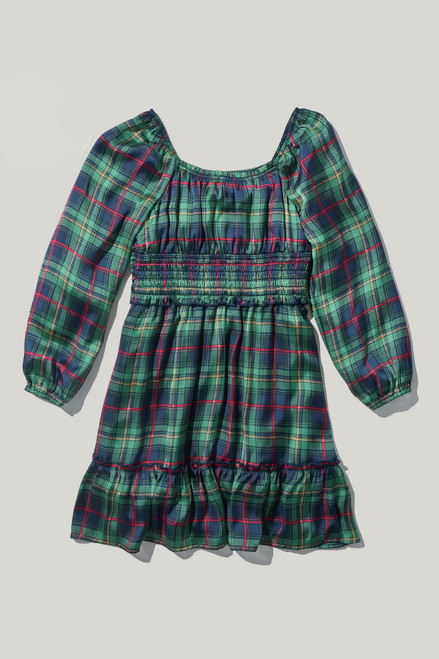 Hello Franki Plaid Ruched Waist Dress for girls