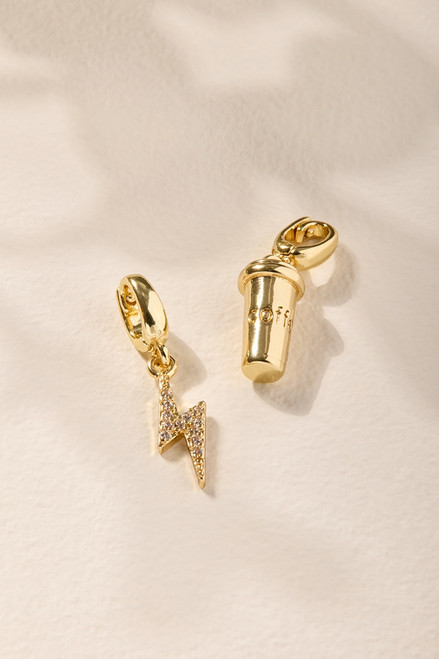 Coffee and Lightning Bolt Charm Set
