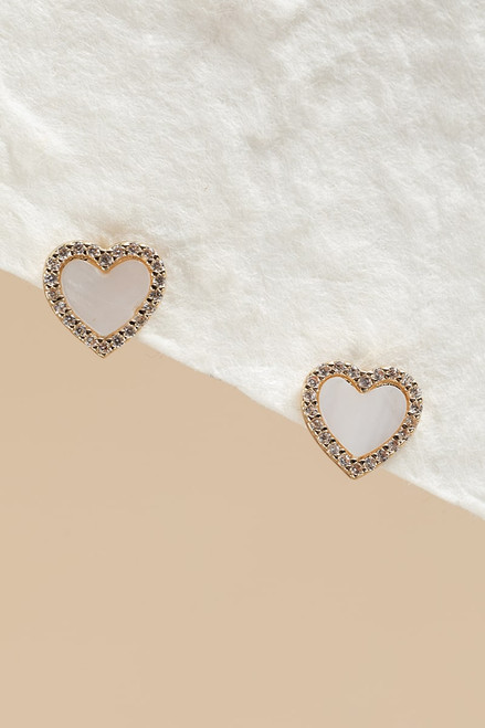 Brenda Heart With Pave Outline Earrings