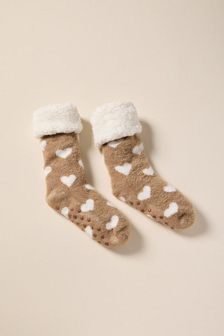 Emma Heart Print Slipper Socks