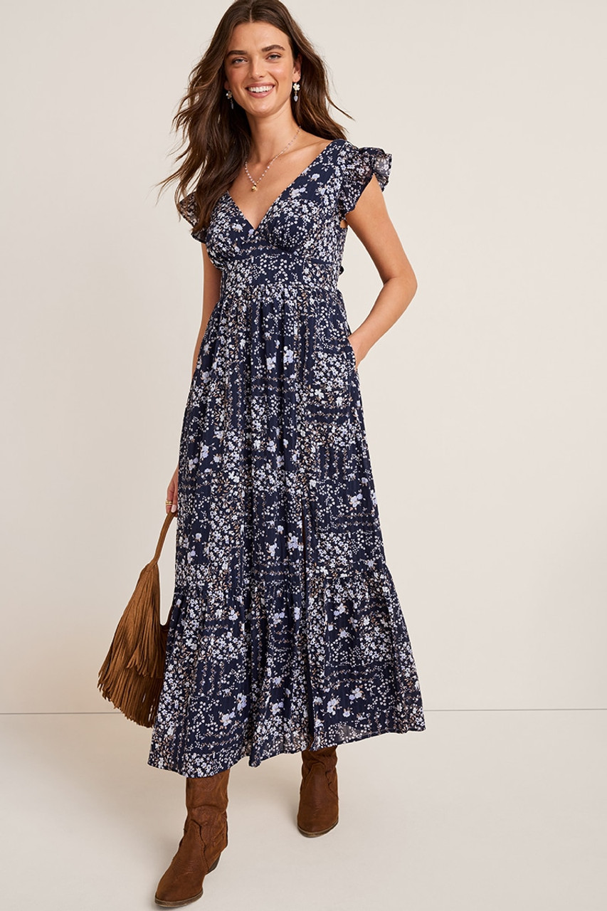 Ann Bow Back Floral Maxi Dress