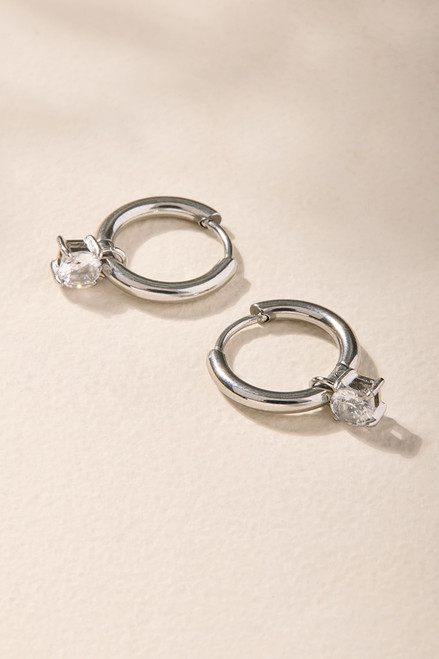 Kate Stainless Steel Silver Huggie Hoop Earrings