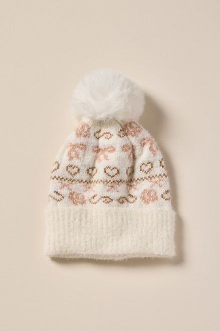 Irene Heart Fairisle Pom Pom Beanie