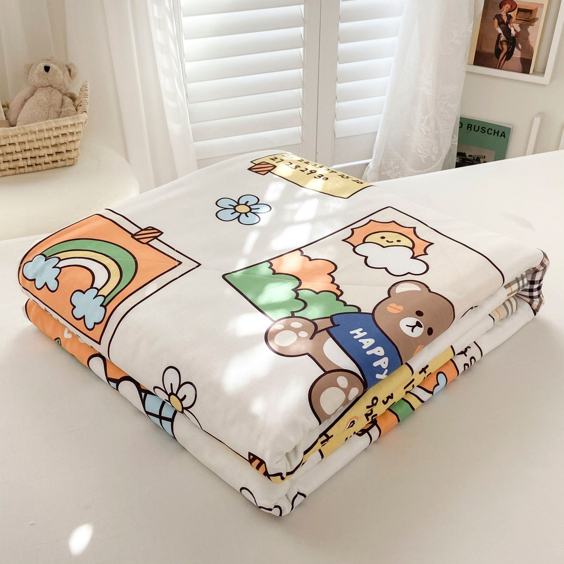 Children Cartoon Summer 100% Pure Cotton Blanket Queen King Size