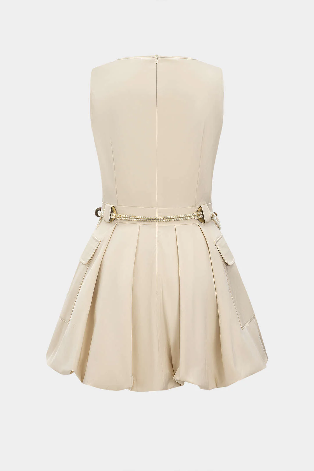 V-Neck Belted Sleeveless Mini Dress