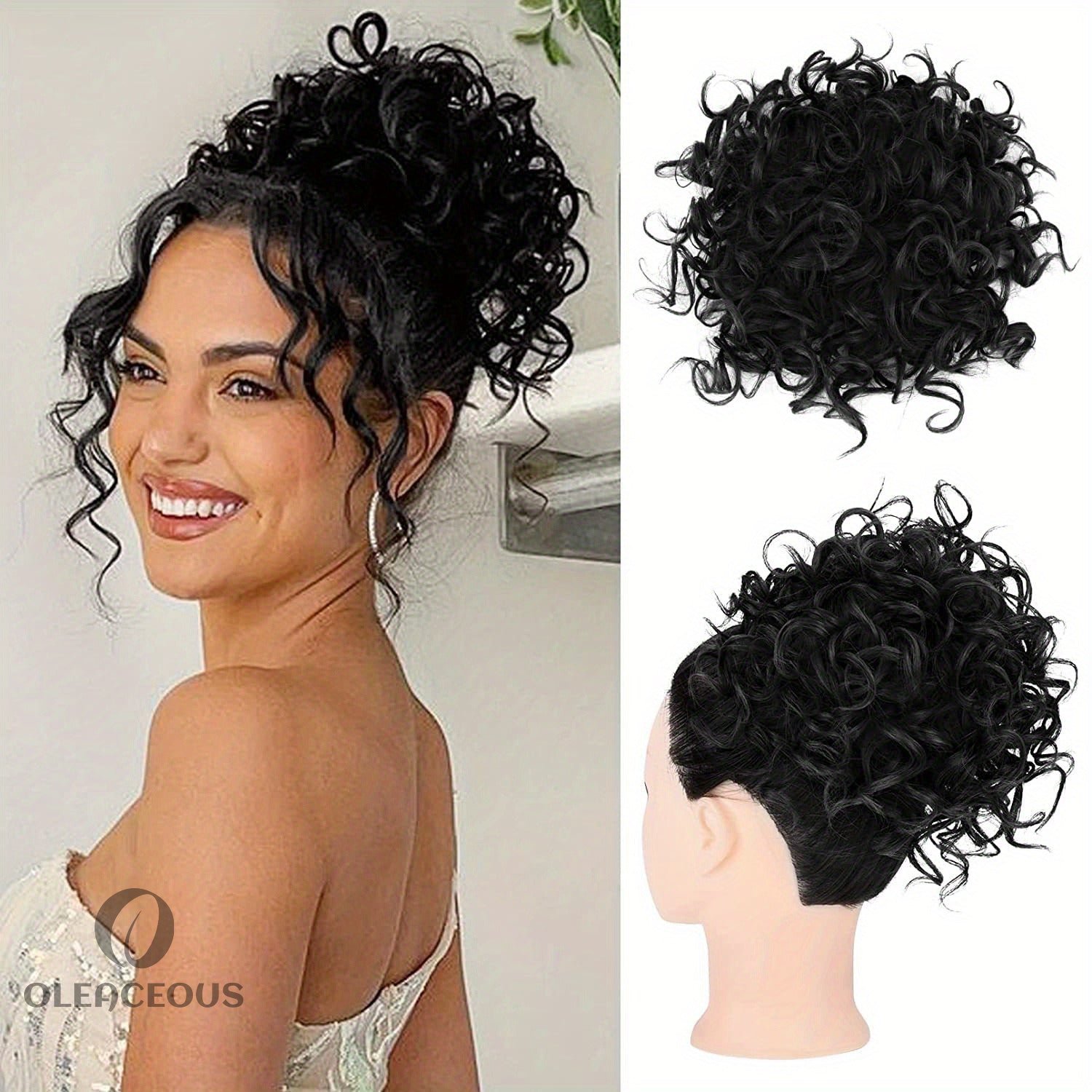Curly Hair Bun, Elastic Drawstring Loose Wave Messy Hair Bun