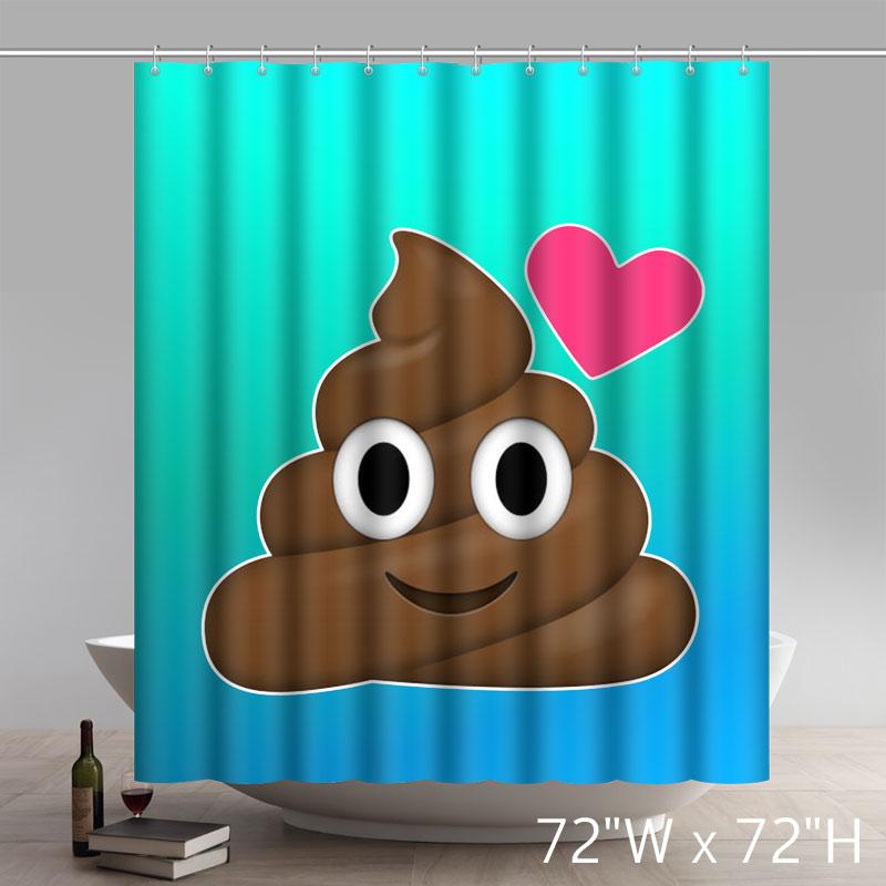 Custom Funny Poop Emoji Print Waterproof Bathroom Shower Curtains