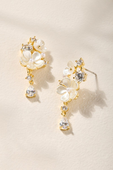 Luisa Linear Flower Drop Earrings