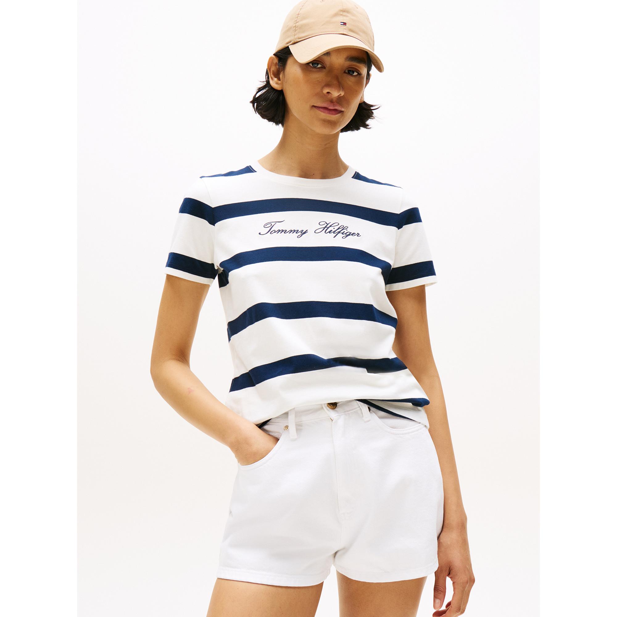TOMMY HILFIGER Gestreiftes Regular Fit T-Shirt mit Rundhalsausschnitt