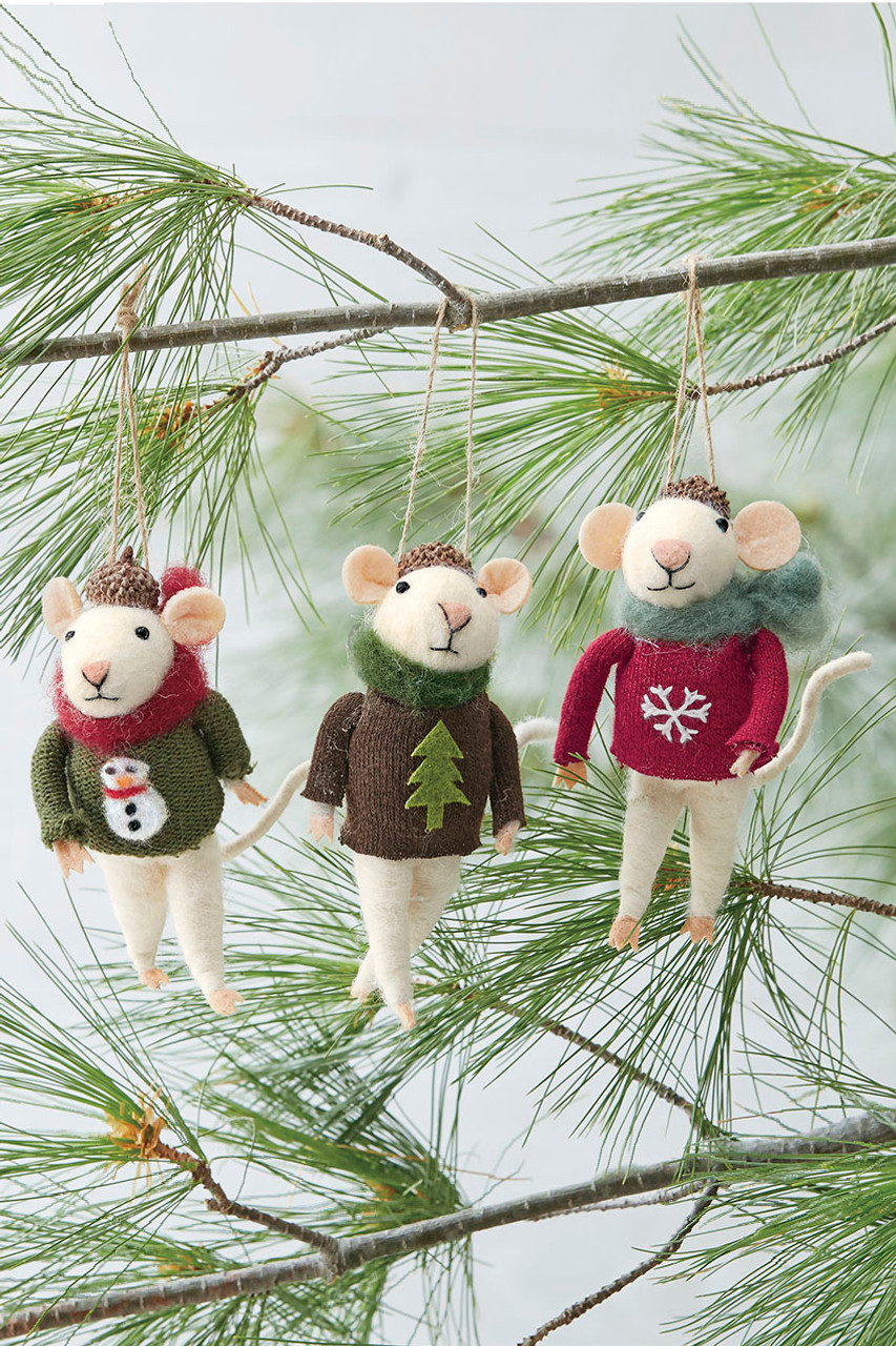 Wool Felt Mice Ornaments