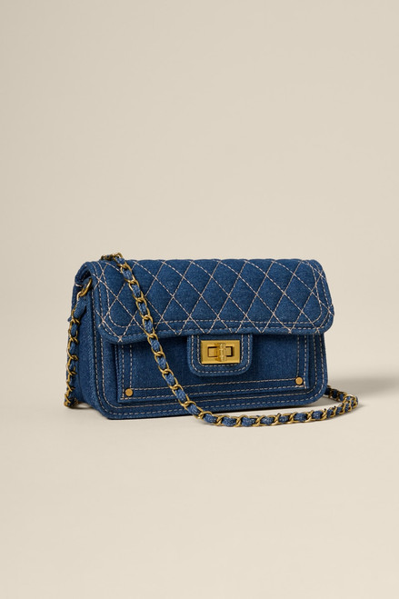 Dianne Denim Quilt Crossbody Bag