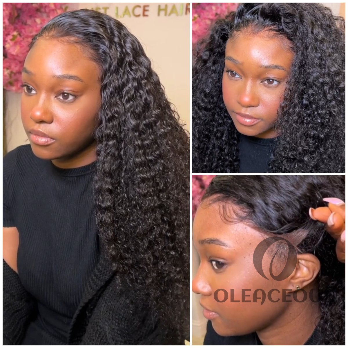 -Glueless Brazilian Natural Black Long Curly Wig