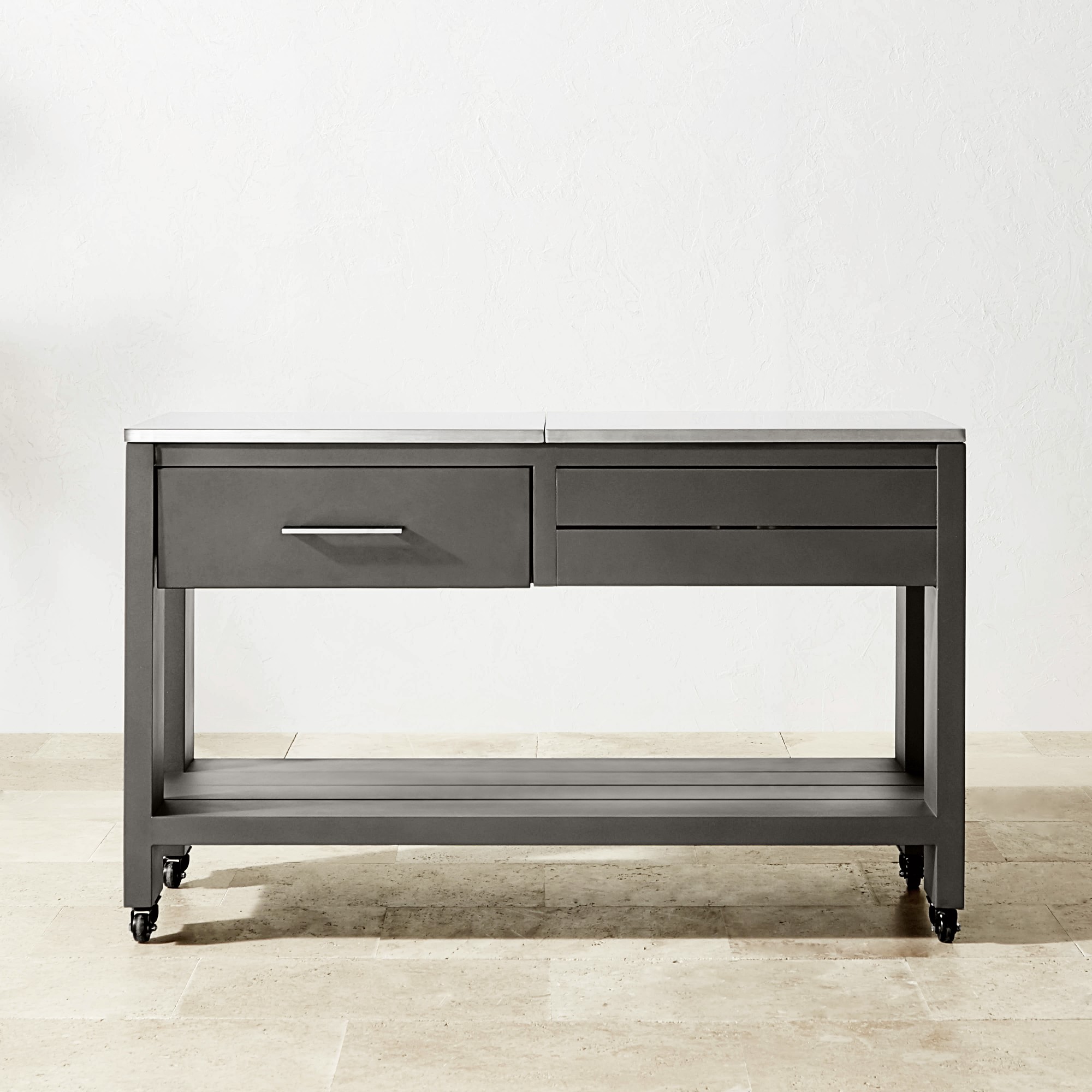 Larnaca Outdoor Slate Grey Metal Prep Table (58