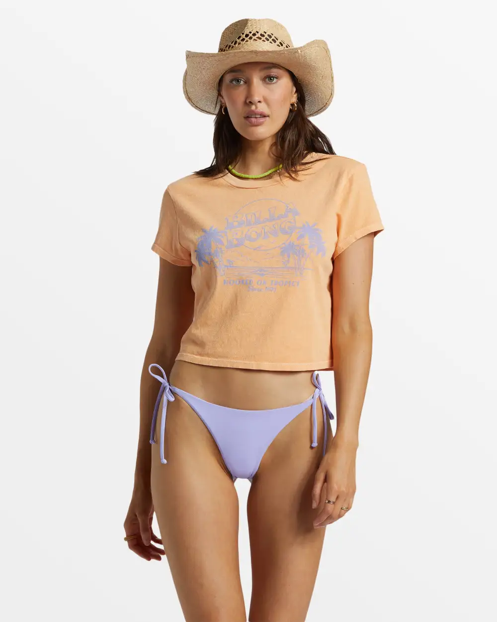 Final inventoryHooked On Tropics Cropped T-Shirt - Tangy Peach