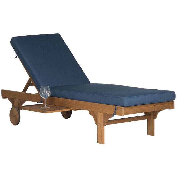 Outdoor Eucalyptus Chaise Lounge with Table