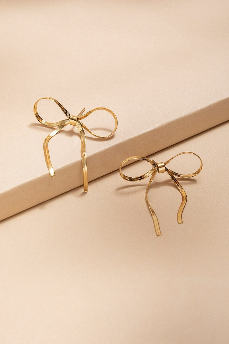 Sam Stainless Steel Snake Chain Bow Earrings