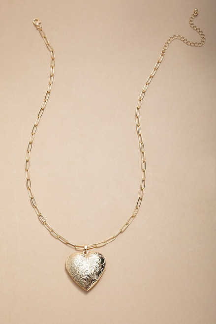 Nina Gold Heart Locket Necklace