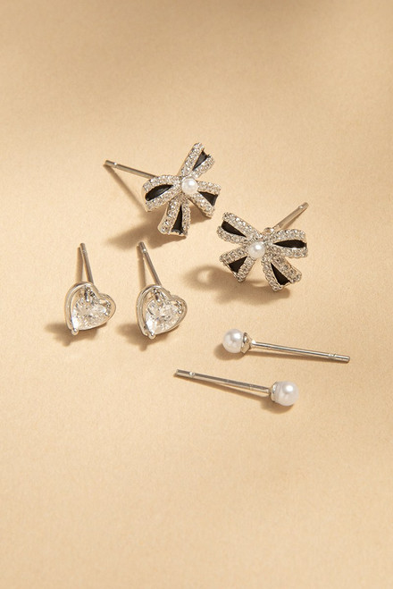 Diana Mixed Style Crystal Pearl Earring Set