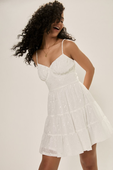 Lindsey Tiered Embroidered Mini Dress