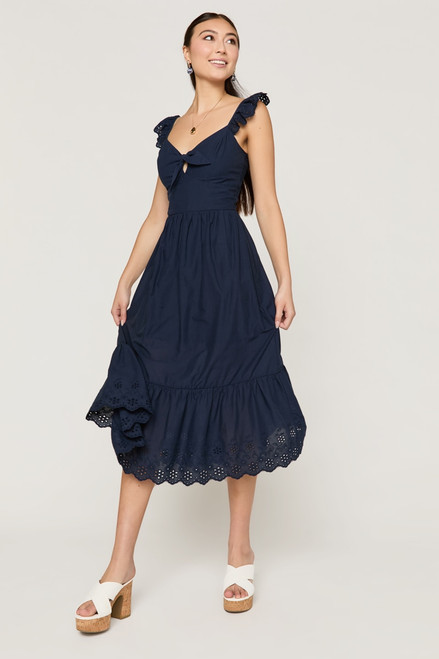 Layla Tie Front Eyelet Midi Dress