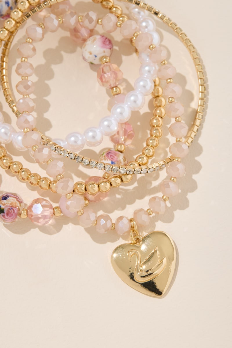 Hailey Swan Charm Bracelet Set