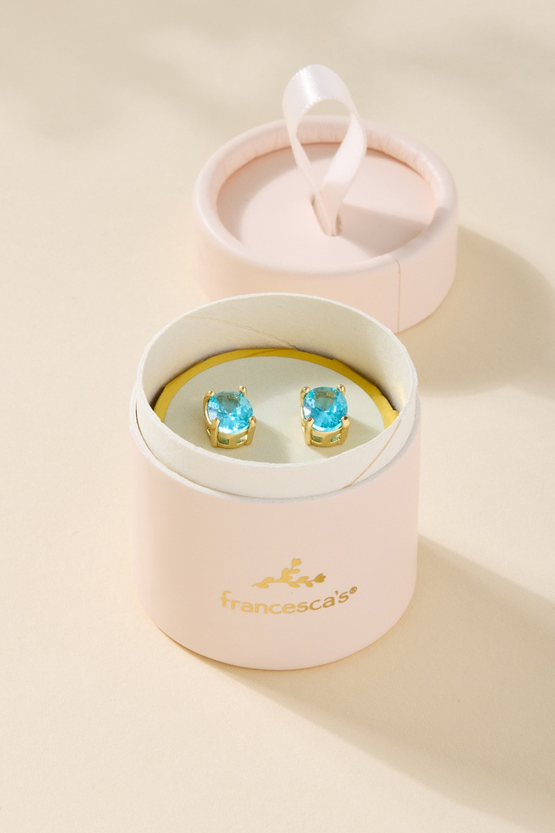 Mona Blue CZ Stud Earring Gift Box