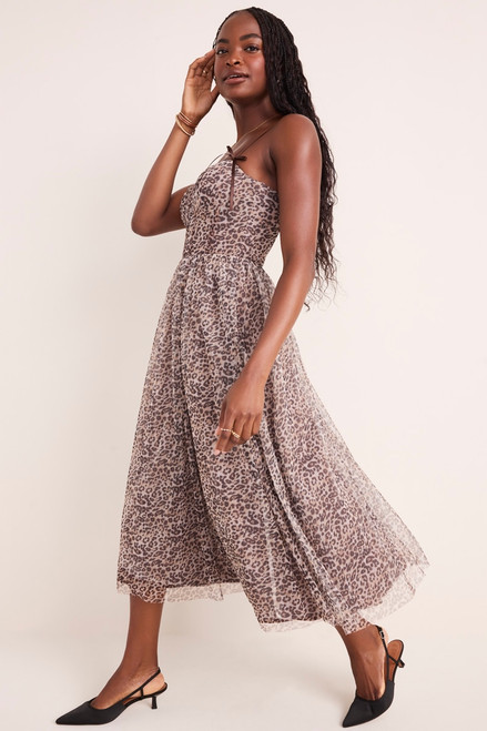 Serena Leopard Tulle Midi Dress