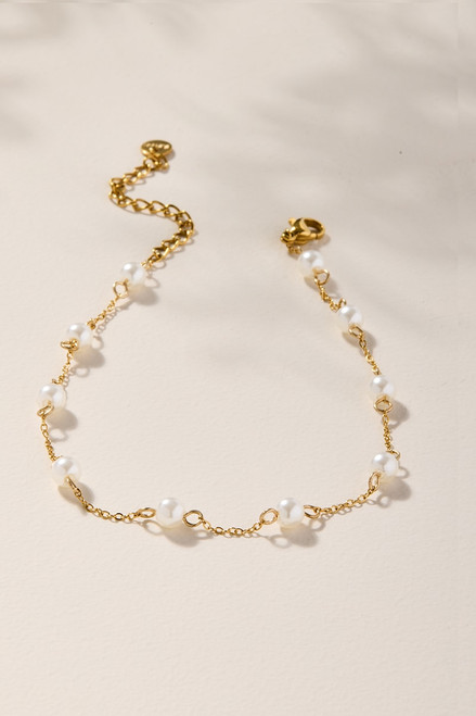 Lisa Stainless Steel Pearl Station Anklet