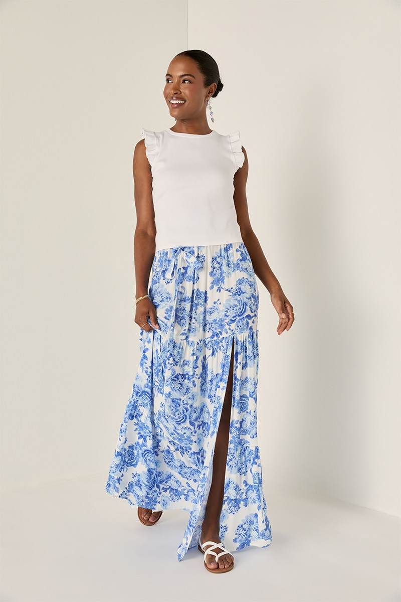 Gia Floral Tiered Maxi Skirt