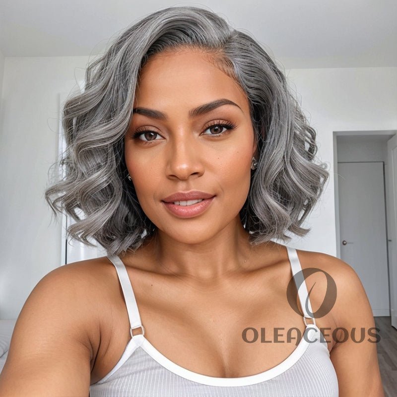 Trendy Limited Design | Salt & Pepper Body Wave Glueless 5x5 Closure Lace Bob Wig
