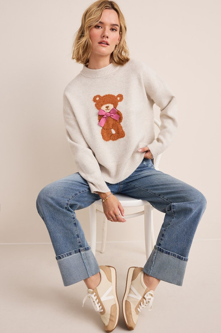 Teddy Bear Bow Pullover Sweater