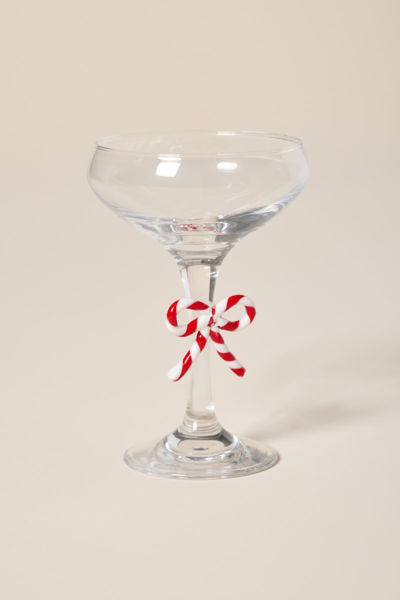Candy Cane Bow Coupe Glass
