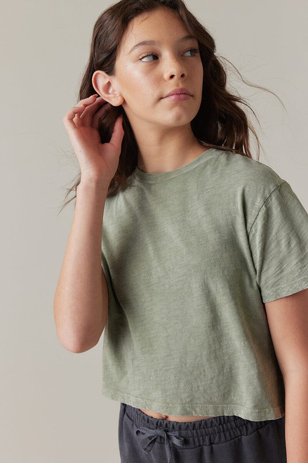 Hello Franki Olivia Cropped Slub T-Shirt for girls Green