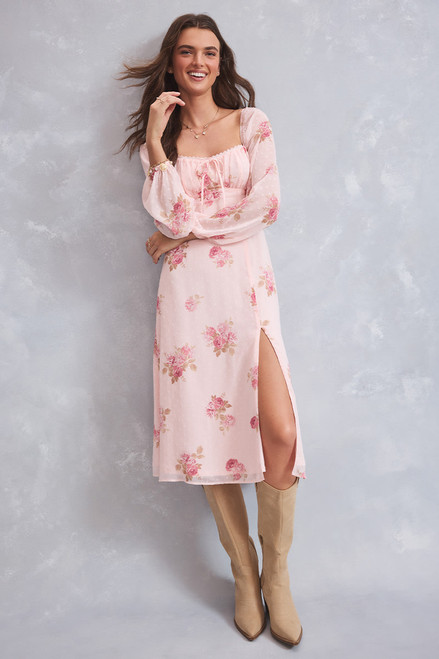 Justine Clip Dot Floral Midi Dress