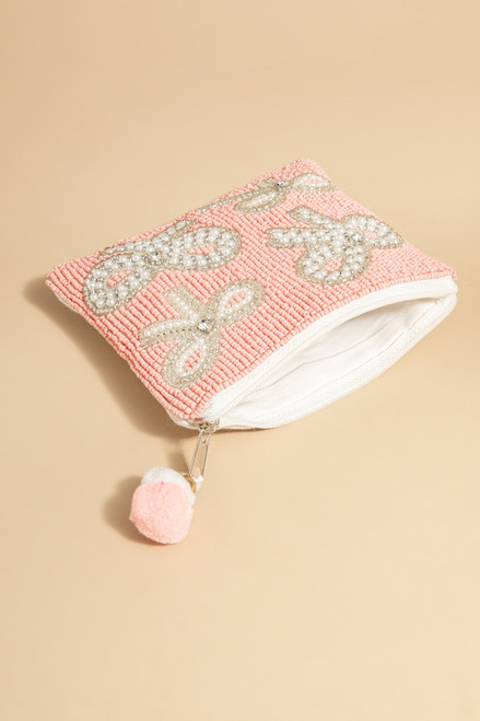 Maryann Pearl Bow Beaded Pouch