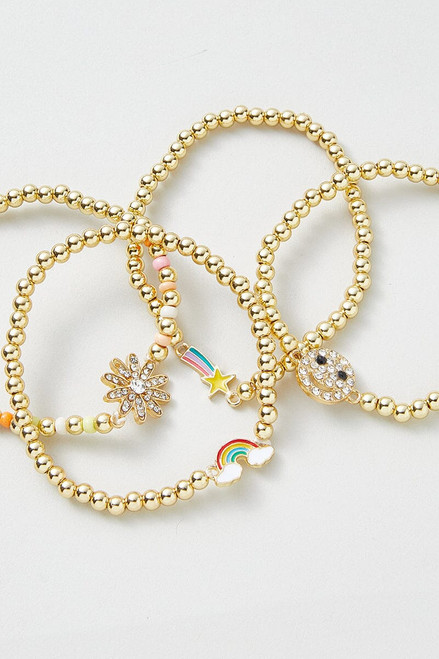 Hello Franki 4 Pk Gold Bead Icon Bracelet Set for girls