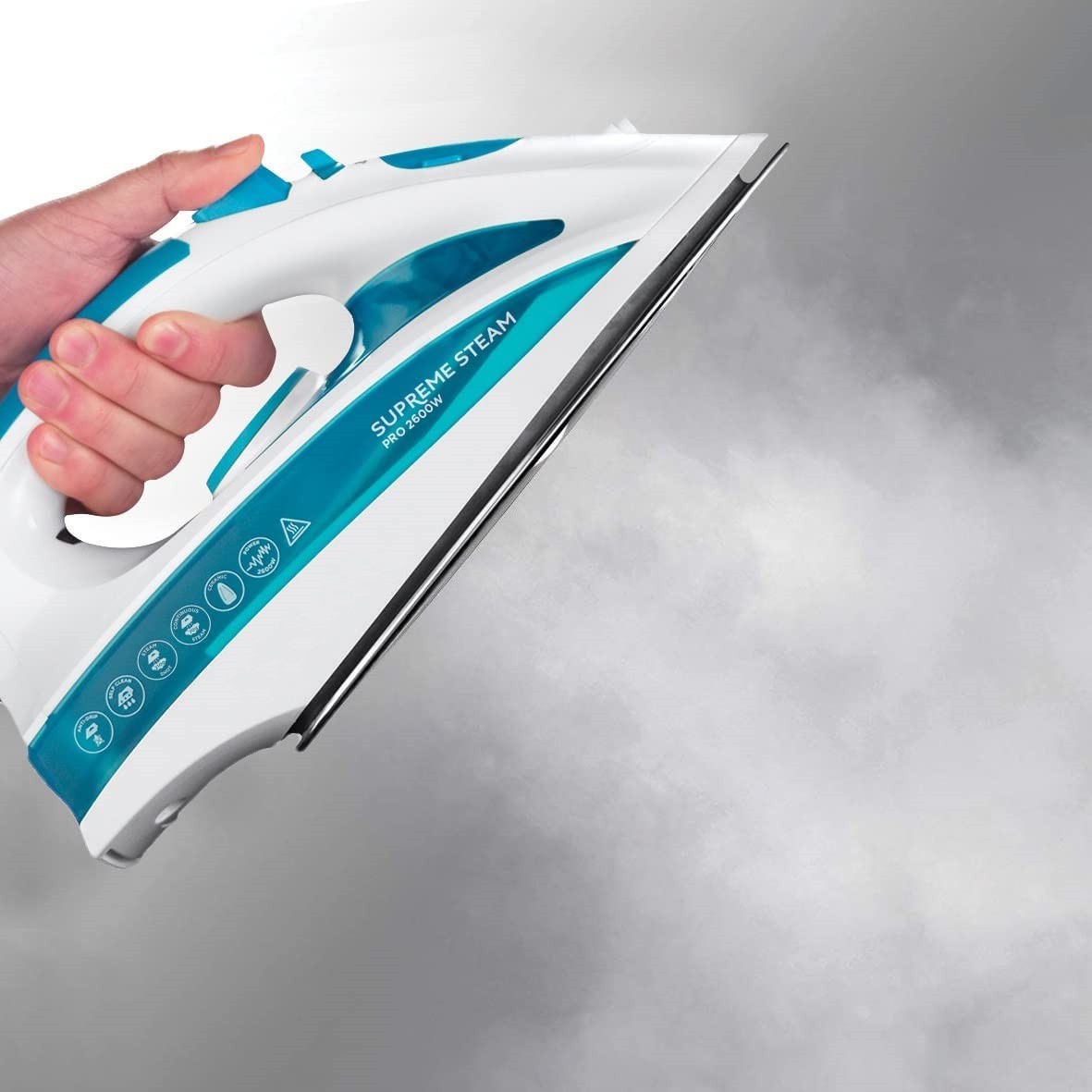 Professional Clothes Iron - 2600 W, Ceramic Soleplate, 210g Steam Boost, Self-Cleaning Function, White and Blue - 20562-56