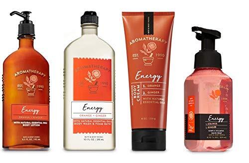 Bath & Body Works Aromatherapy ORANGE GINGER Deluxe Gift Set - Body Cream - Body Lotion - Body Wash and Gentle Foaming Hand Soap - Full Size