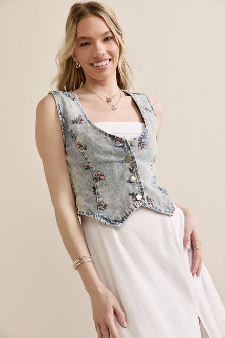 Nina Floral Embroidered Vest