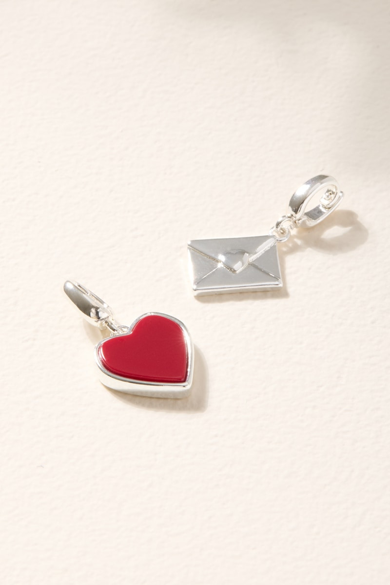 Heart and Letter Charm Set Silver